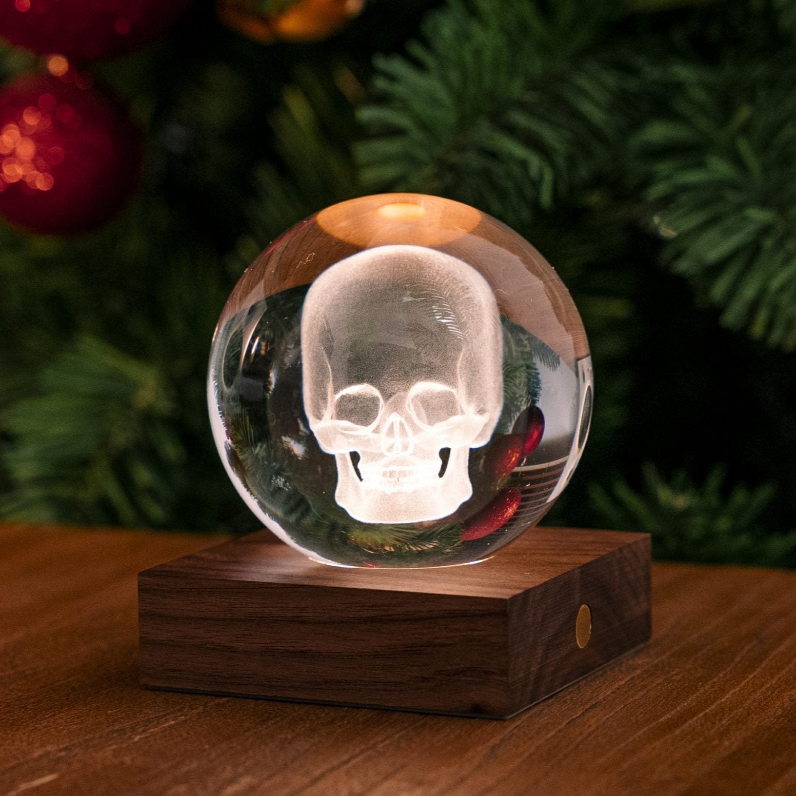 Lamp Gingko Amber Crystal Skull