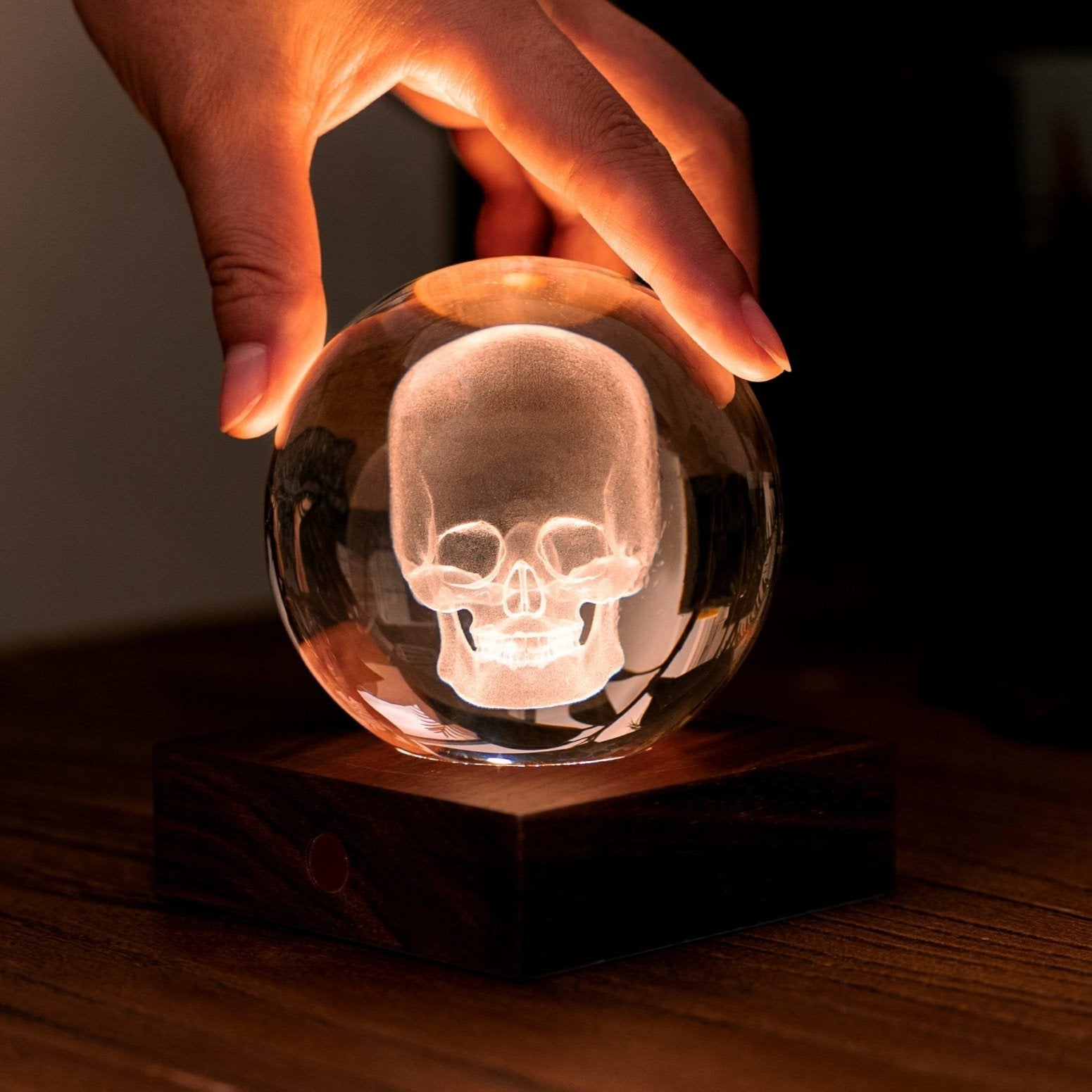 Lamp Gingko Amber Crystal Skull