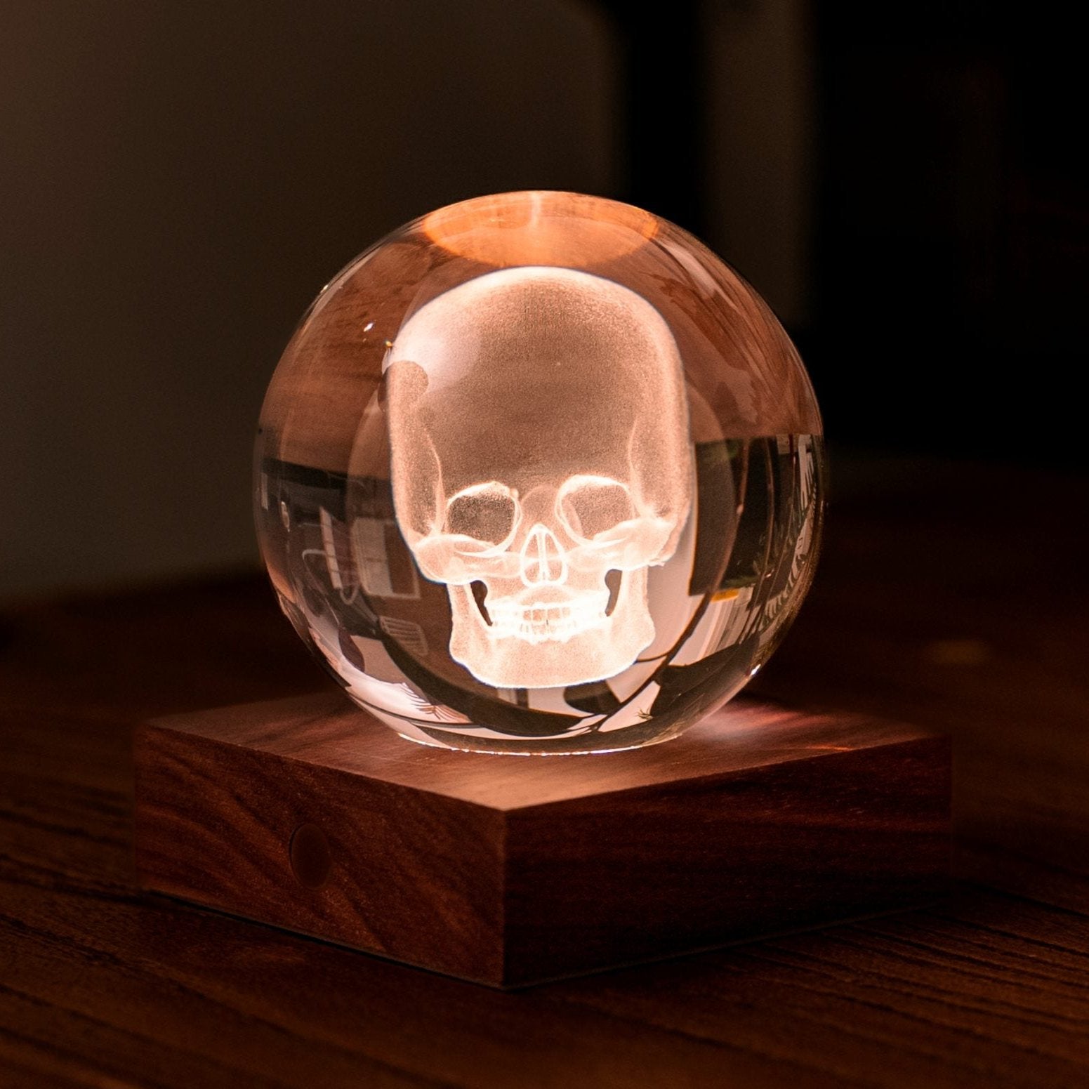 Lamp Gingko Amber Crystal Skull