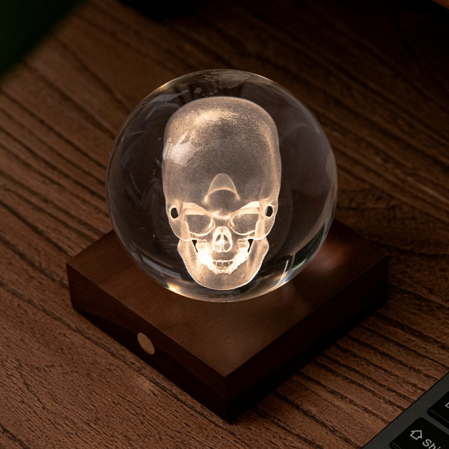 Lamp Gingko Amber Crystal Skull