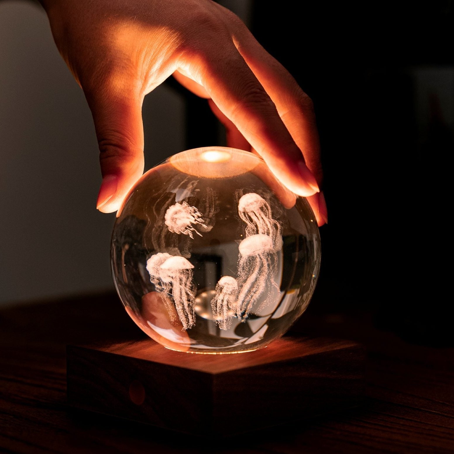 Lamp Gingko Amber Crystal Jelly Fish