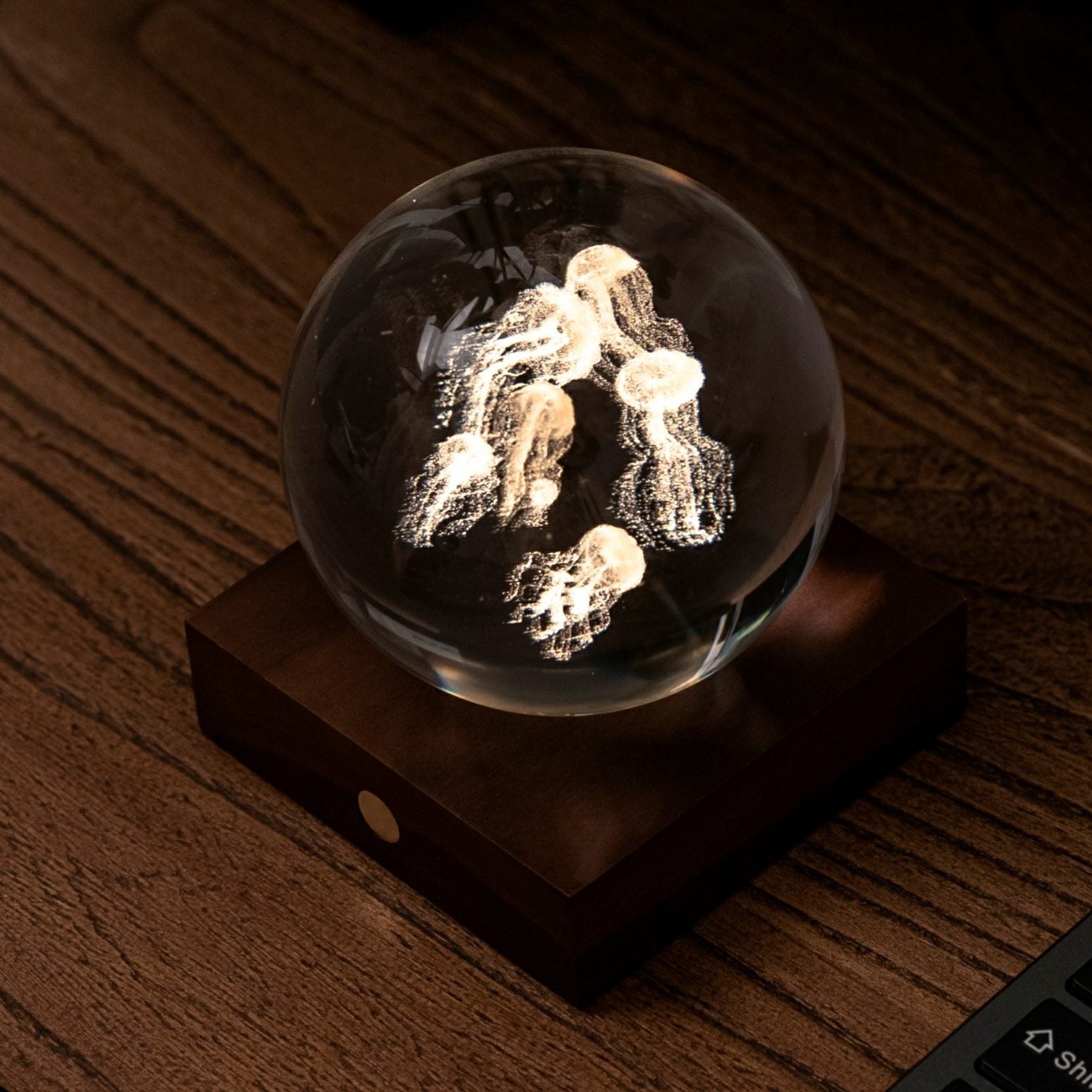 Lamp Gingko Amber Crystal Jelly Fish