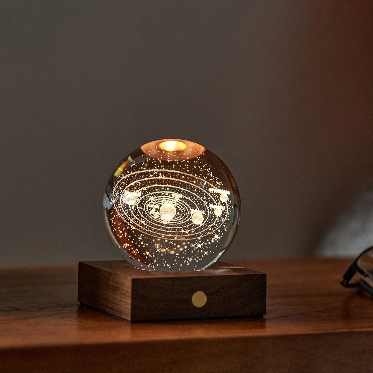 Lamp Gingko Amber Crystal Solar System