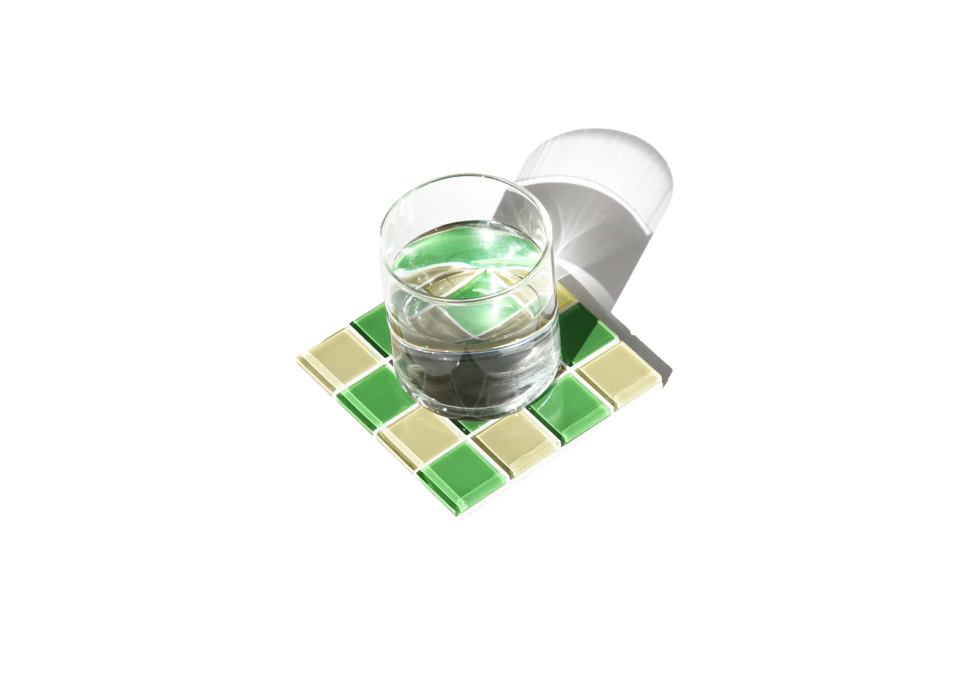 Glas Onderlegger Studio Matrix Coaster Chess Beige Groen