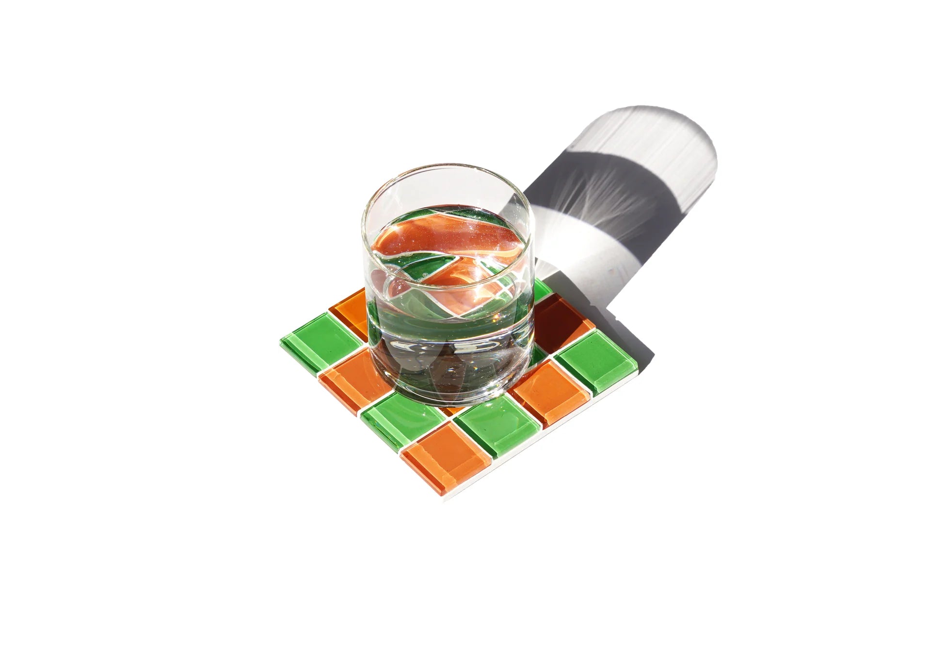 Glas Onderlegger Studio Matrix Coaster Chess Groen Oranje