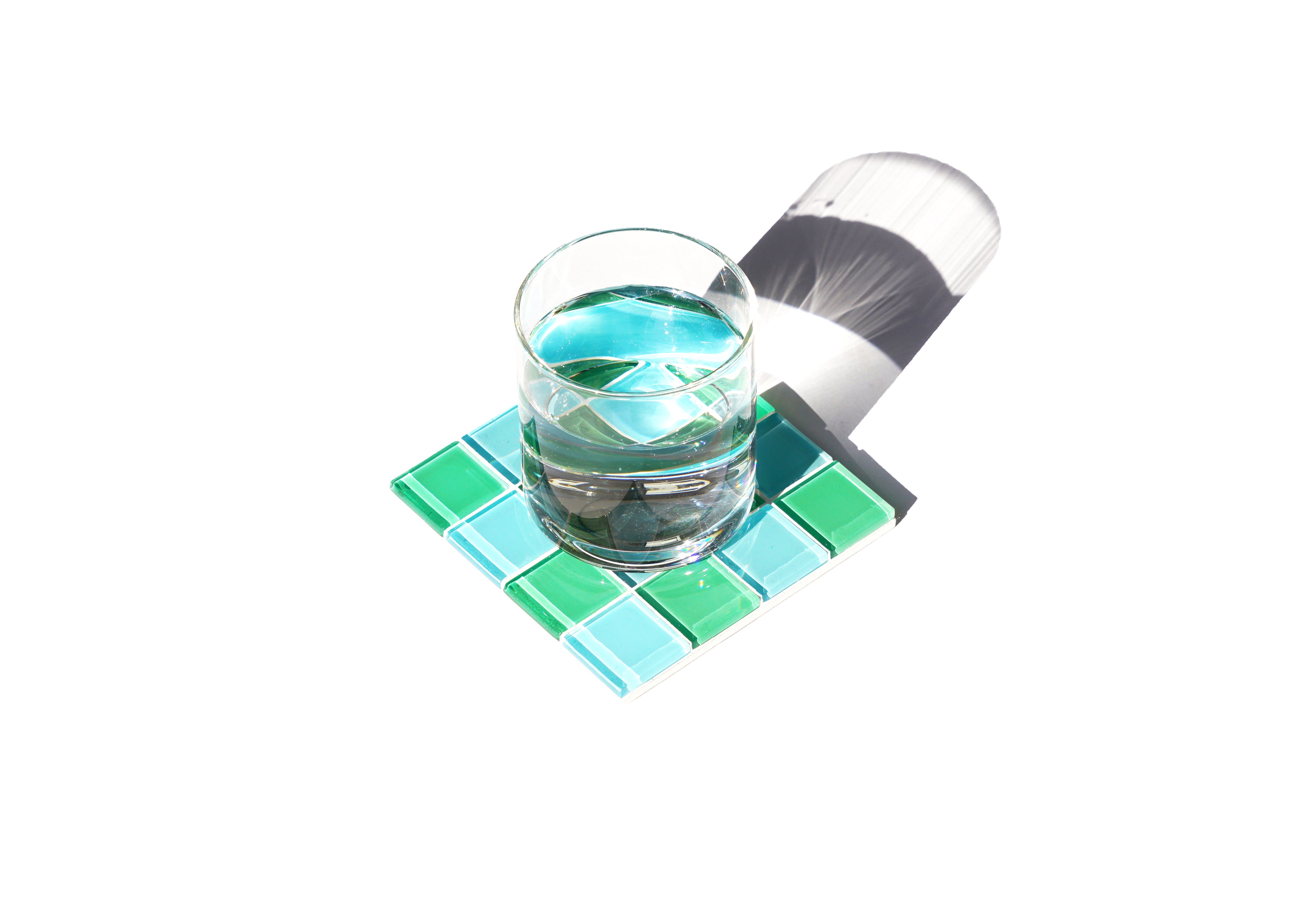 Glas Onderlegger Studio Matrix Coaster Chess Licht Blauw Groen