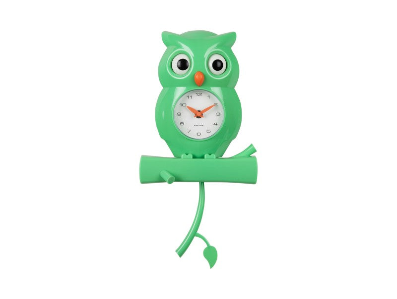 Klok Owl Pendulum Wall Clock Groen