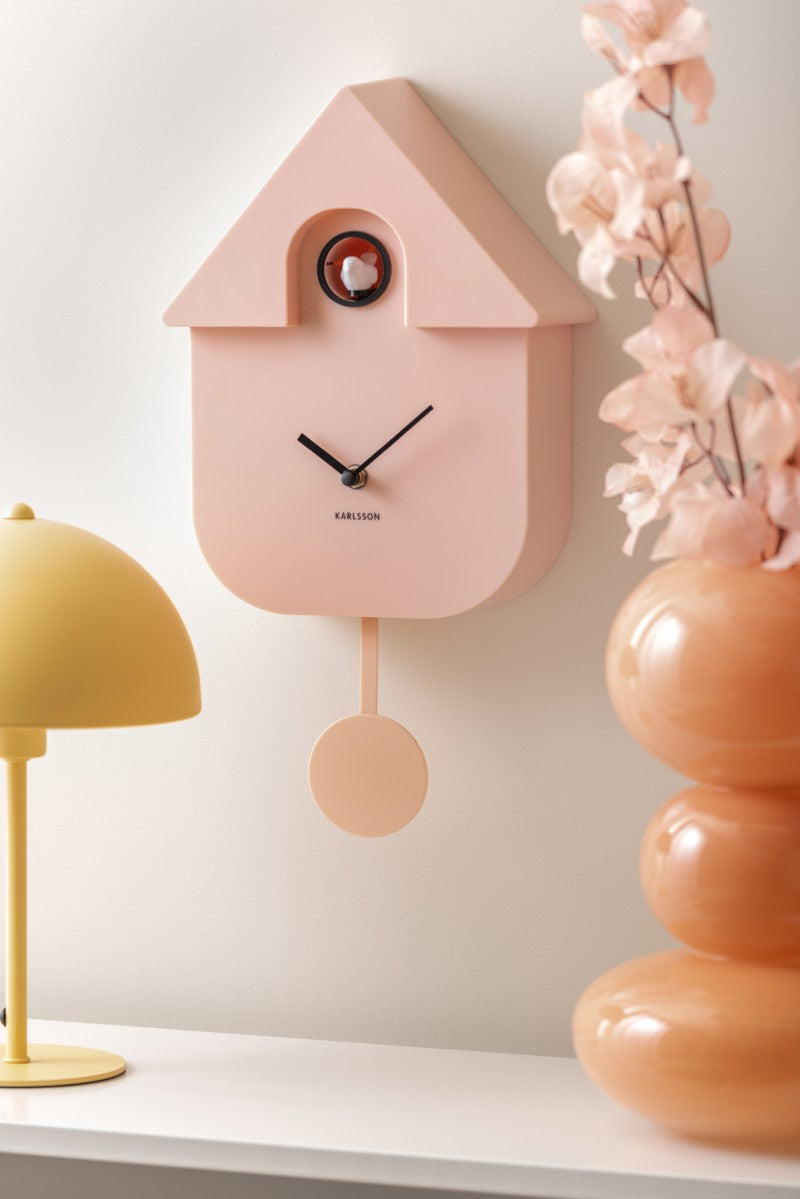 Klok Cuckoo Modern Wall Clock 41,5x8,5x21,5 cm Roze