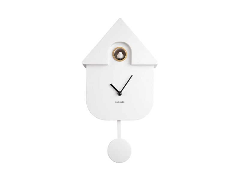 Klok Cuckoo Modern Wall Clock 41,5x8,5x21,5 cm Wit