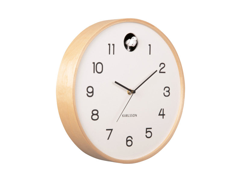 Klok Cuckoo Natural Wall Clock D31,5 cm Wit