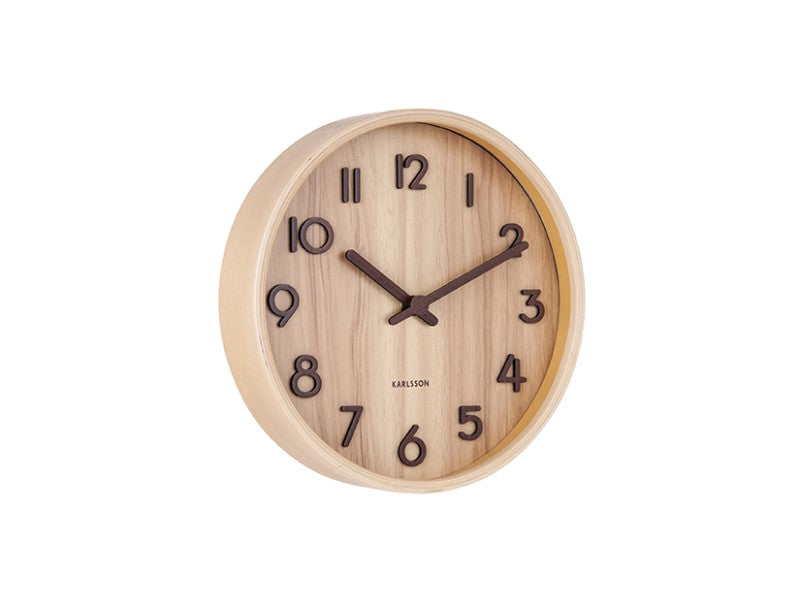 Klok Pure Wall Clock D22 cm Small Walnut