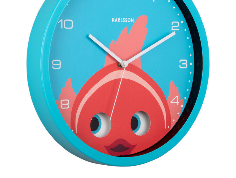 Klok Peekaboo Wall Clock Goldfish