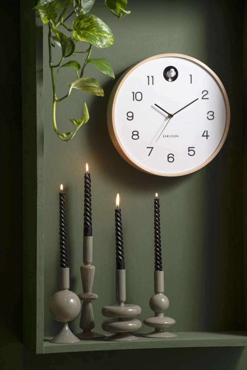 Klok Cuckoo Natural Wall Clock D31,5 cm Wit