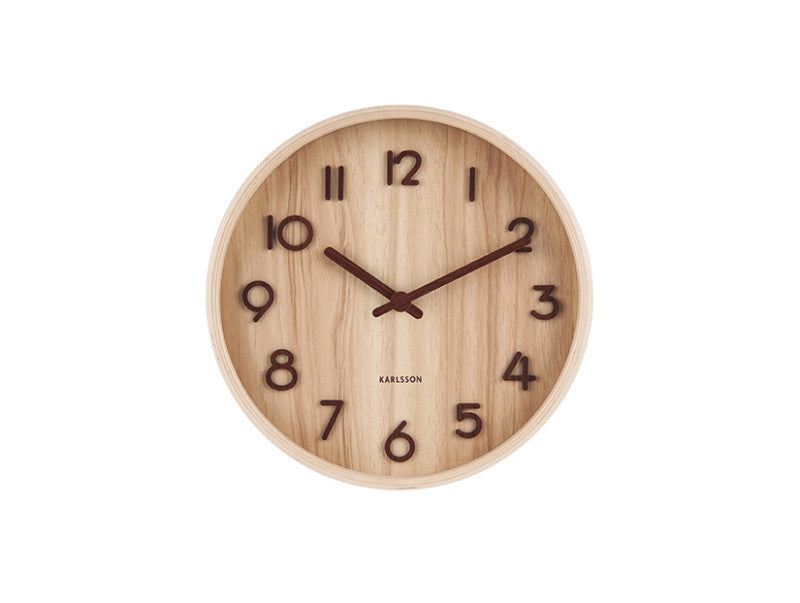 Klok Pure Wall Clock D22 cm Small Walnut