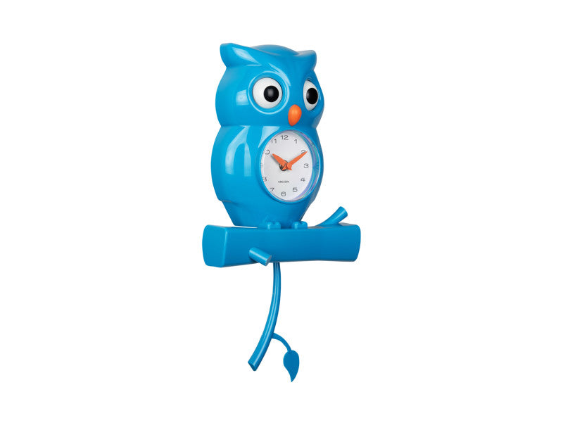 Klok Owl Pendulum Wall Clock Blauw