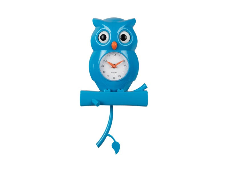 Klok Owl Pendulum Wall Clock Blauw