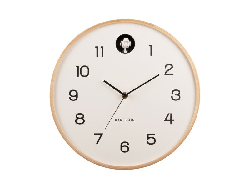 Klok Cuckoo Natural Wall Clock D31,5 cm Wit