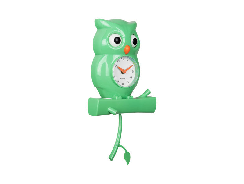 Klok Owl Pendulum Wall Clock Groen