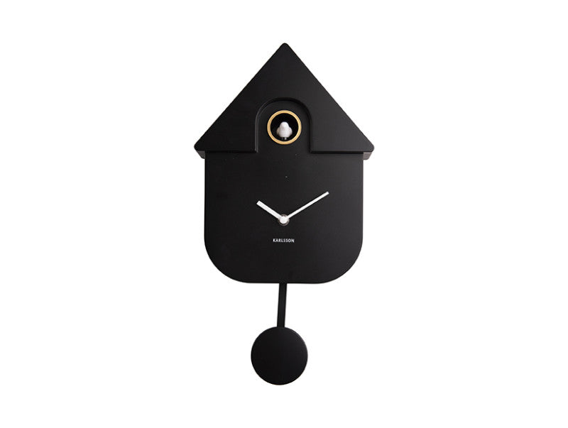 Klok Cuckoo Modern Wall Clock 41,5x8,5x21,5 cm Zwart