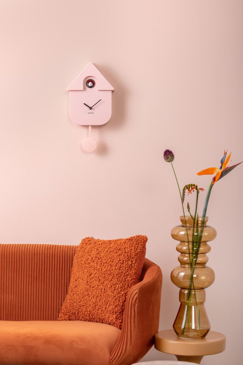 Klok Cuckoo Modern Wall Clock 41,5x8,5x21,5 cm Roze