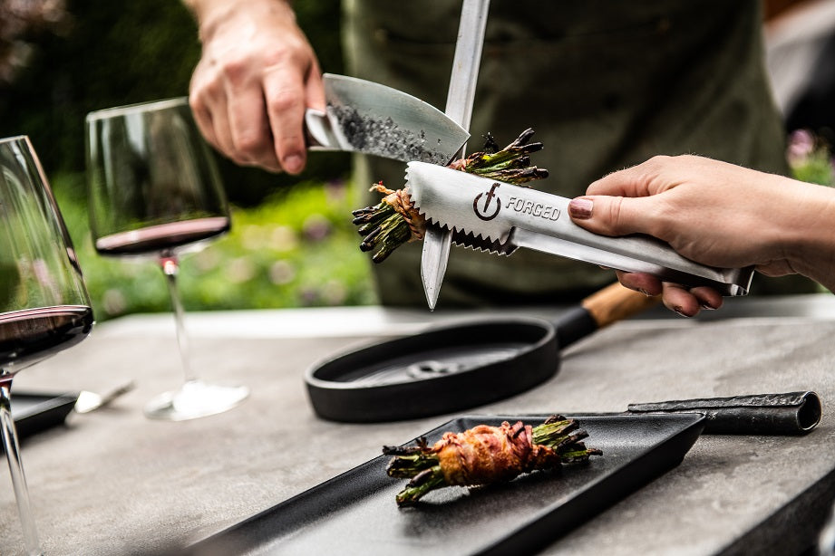 <transcy>Serving Tongs Forged Churrasco Stainless Steel Set 4</transcy>